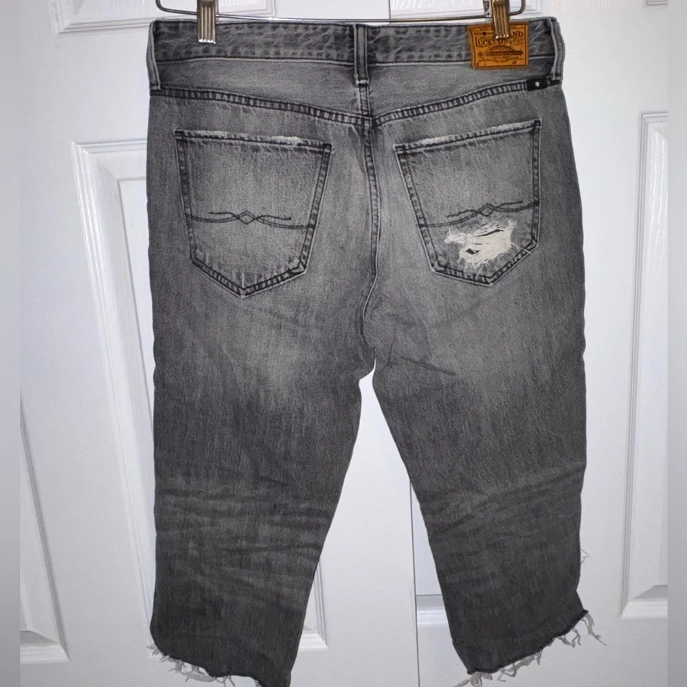 💥SALE Lucky Brand Sienna Slim Boyfriend Cropped Jeans Distressed Gray